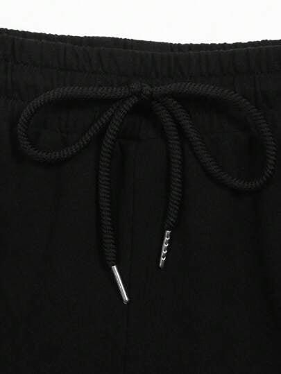 ROMWE MEN Street Life شورت كاجوال للرجال مطبوع عليه نجمة خماسية الأضلاع مع جيب وسحاب للخصر