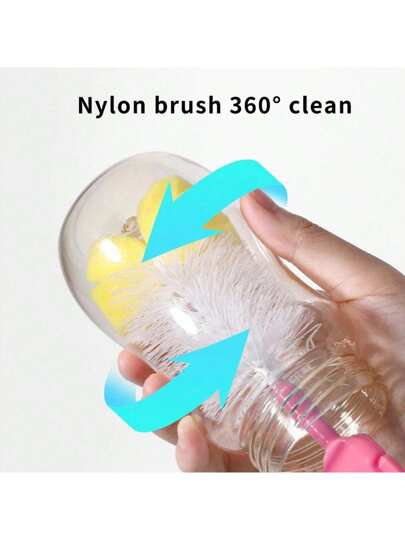 مجموعة من 5 قطع فرشاة زجاجات ذات مقبض مستقيم متعددة القطع، فرشاة للزجاجات/الحلمات/القش، مع خطاف تعليق وإسفنجة تنظيف، أساسية لتنظيف الزجاجات/الأكواب/الأكواب التي تستخدم في الحياة اليومية