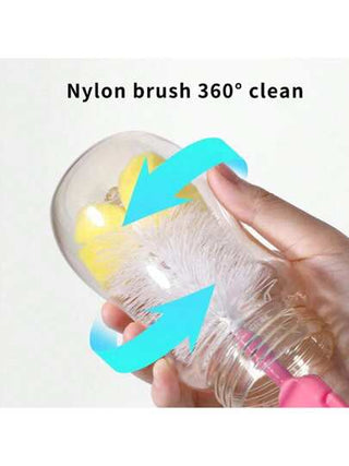 مجموعة من 5 قطع فرشاة زجاجات ذات مقبض مستقيم متعددة القطع، فرشاة للزجاجات/الحلمات/القش، مع خطاف تعليق وإسفنجة تنظيف، أساسية لتنظيف الزجاجات/الأكواب/الأكواب التي تستخدم في الحياة اليومية