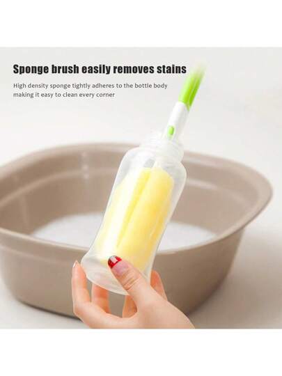 مجموعة من 5 قطع فرشاة زجاجات ذات مقبض مستقيم متعددة القطع، فرشاة للزجاجات/الحلمات/القش، مع خطاف تعليق وإسفنجة تنظيف، أساسية لتنظيف الزجاجات/الأكواب/الأكواب التي تستخدم في الحياة اليومية