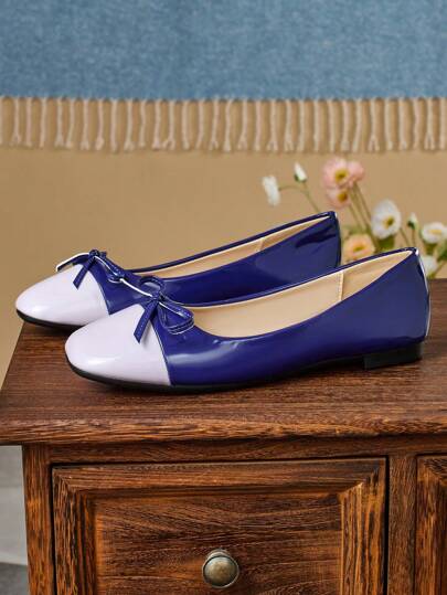 أحذية نسائية مسطحة بتصميم زخرفي متعدد الألوان وفيونكة للاستخدام اليومي والمكتبي والخارجي بإطلالة أنيقة، مناسبة للربيع والصيف