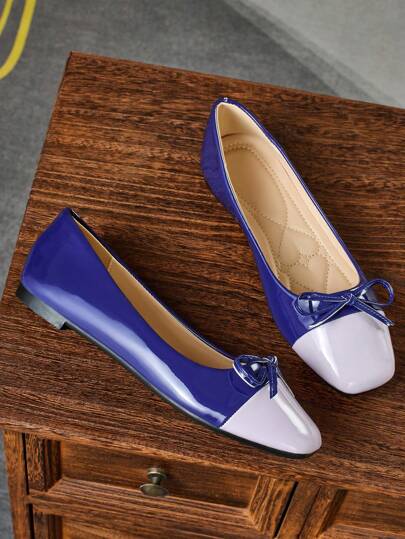 أحذية نسائية مسطحة بتصميم زخرفي متعدد الألوان وفيونكة للاستخدام اليومي والمكتبي والخارجي بإطلالة أنيقة، مناسبة للربيع والصيف