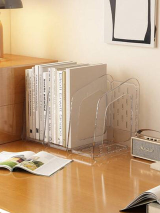 حامل كتب بمواصفات عالية الجودة من الاكريليك الشفاف سميك، بتصميم إبداعي بسيط ذو سعة كبيرة، منظم للملفات والكتب على مكتب المكتب، عودة إلى المدرسة