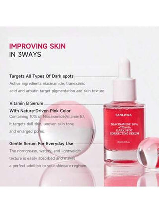 مصل ثنائي وردي 10٪ نياسيناميد + 4٪ حامض ترانكساميك، مصل 70 نياسيناميد الخوخي/ ترطيب وتنعيم البشرة الحساسة/ مصل لترطيب وتفتيح البشرة، العناية اليومية بالبشرة الجميلة (1.01 أونصة سائلة)