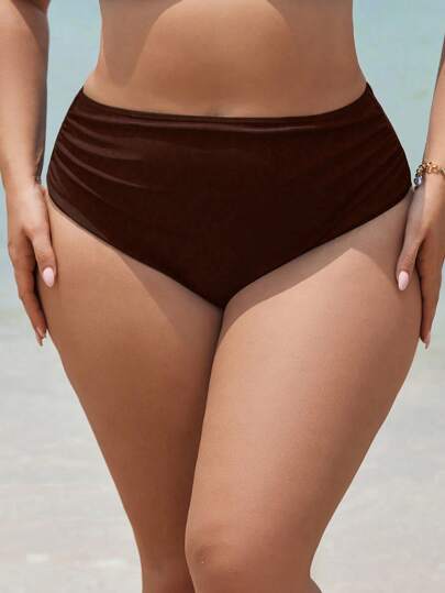 Swim SPRTY قطعة سفلية لبدلة السباحة للنساء ذوات الأحجام الكبيرة بلون واحد