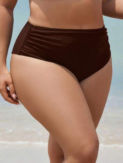 Swim SPRTY قطعة سفلية لبدلة السباحة للنساء ذوات الأحجام الكبيرة بلون واحد