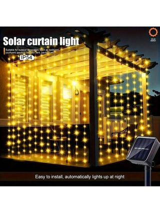 أضواء ستارة شمسية 300 ليد بشكل شلال بها 8 أوضاع بجهاز تحكم عن بعد قابلة للشحن عبر USB قابلة للتعتيم بمؤقت، أضواء نجمية خيالية لأعياد الشتاء والمظلات والأعراس والنوافذ الخارجية