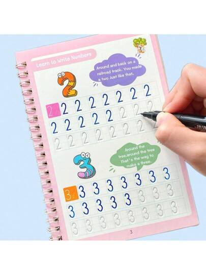 أدوات مكتبية ومدرسية كتاب من 16 صفحة لممارسة الخط الرقمي، تدريب على الحروف الرقمية والخط الجمالي، كتاب تمرين رقمي للكتابة ، لوازم مدرسية، عودة إلى المدرسة