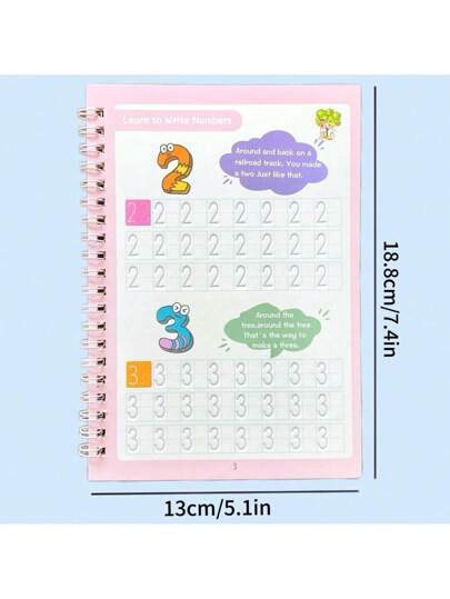 أدوات مكتبية ومدرسية كتاب من 16 صفحة لممارسة الخط الرقمي، تدريب على الحروف الرقمية والخط الجمالي، كتاب تمرين رقمي للكتابة ، لوازم مدرسية، عودة إلى المدرسة