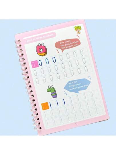 أدوات مكتبية ومدرسية كتاب من 16 صفحة لممارسة الخط الرقمي، تدريب على الحروف الرقمية والخط الجمالي، كتاب تمرين رقمي للكتابة ، لوازم مدرسية، عودة إلى المدرسة