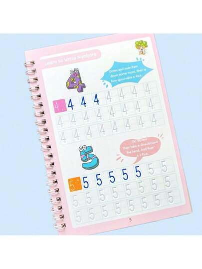 أدوات مكتبية ومدرسية كتاب من 16 صفحة لممارسة الخط الرقمي، تدريب على الحروف الرقمية والخط الجمالي، كتاب تمرين رقمي للكتابة ، لوازم مدرسية، عودة إلى المدرسة