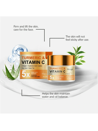 50 جرام كريم تحكيم بفيتامين سي، مرطب لطيف، مرطب وشد البشرة، مدعم بزيت الجوجوبا، الكولاجين والصبار، هادئ ومنعم لجميع أنواع البشرة، للرجال والنساء