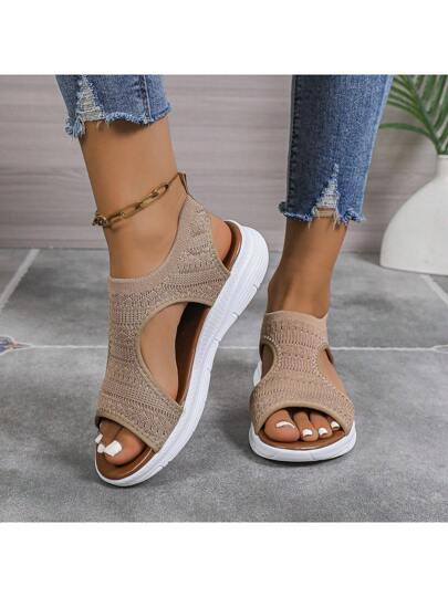 صنادل نسائية كاجول وأنيقة للصيف 2025 ، ذات طراز رياضي ومنصة خفيفة الوزن مقاسات كبيرة ، صنادل شاطئ