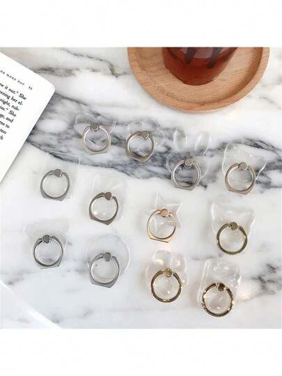 2 قطعة/ 4 قطع حامل هاتف محمول قابل للتركيب شفاف مع خاتم أصبع متوافق مع هواتف أيفون وأندرويد، هدية لعيد الميلاد والعائلة والأصدقاء ، حامل أصبع للهاتف، اكسسوارات الهاتف