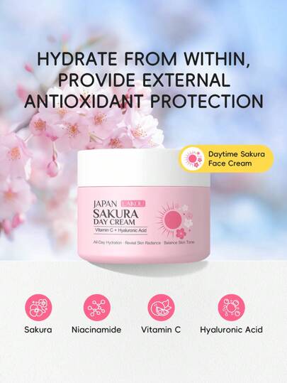 LAIKOU 1مجموعة كريم نهاري وليلي مضاد للشيخوخة من لايكو اليابانية الكرز السكري، 30 جرام كريم وجه مغذي عميقًا، مرطب ومشدد للوجه، مضاد للأكسدة، لجميع أنواع البشرة، هدايا عناية بالذات وحمام سبا للصديقات وصيحة الماكياج