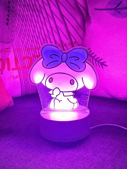 Sanrio 1 قطعة مصباح ليلي كورومي مع إضاءة LED ، إضاءة محيطة وممتدة إلى أعلى ، مصنوع من بلاستيك قوي, ديكور غرفة نوم بتحكم بزر ،لون وردي، مناسب للمكتب وغرفة المعيشة والحفلات وأجواء المنزل ومثالي كهدية - ديكور غرفة سرية