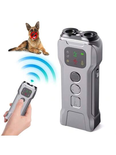 قطعة واحدة جهاز صد نباح الكلاب بتقنية فوق الصوتية مع إضاءة ليد، قابل للشحن ب- USB، تصميم رأسين مزدوج، بطارية ليثيوم بوليمر، جهد تشغيل 36 فولت أو أقل، أداة تدريب وطرد الحيوانات الأليفة