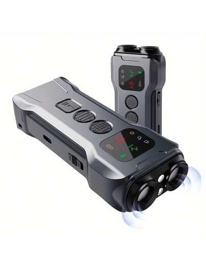 قطعة واحدة جهاز صد نباح الكلاب بتقنية فوق الصوتية مع إضاءة ليد، قابل للشحن ب- USB، تصميم رأسين مزدوج، بطارية ليثيوم بوليمر، جهد تشغيل 36 فولت أو أقل، أداة تدريب وطرد الحيوانات الأليفة