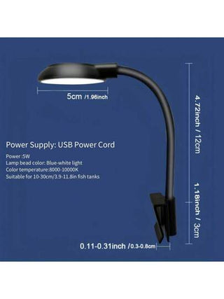 1 قطعة مصباح أكوا نابض بالحياة صغير، يعمل بالطاقة USB ، إضاءة ساطعة، شفاف، قابل للضبط 360 درجة، مناسب لخزانات الأسماك - إضاءة مكتب مدمجة لنباتات المياه