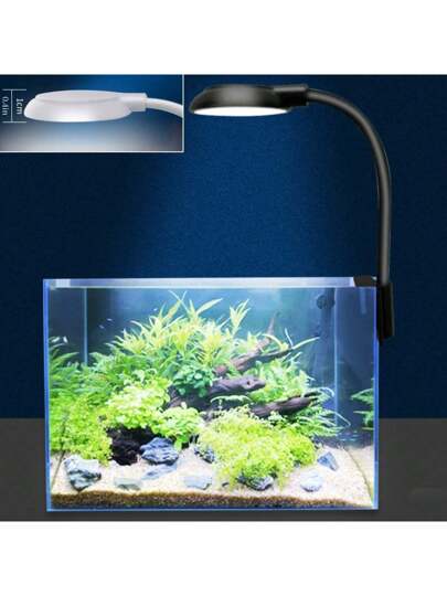 1 قطعة مصباح أكوا نابض بالحياة صغير، يعمل بالطاقة USB ، إضاءة ساطعة، شفاف، قابل للضبط 360 درجة، مناسب لخزانات الأسماك - إضاءة مكتب مدمجة لنباتات المياه