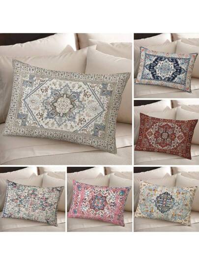 6 أغطية سادة فاخرة للوسائد أسلوب بوهيمي، 45 سم * 45 سم لغرفة المعيشة والأريكة والسرير، أغطية وسائد للديكور الخارجي، ديكور مزرعي مستطيل 18 * 18 بوصة (نمط من الجهتين), ديكور المنزل ديكور غرفة المعيشة