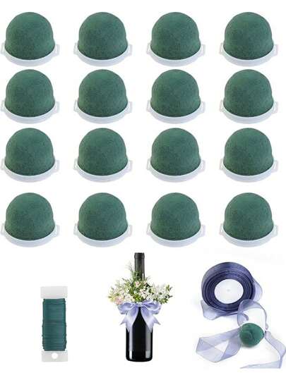 1 عبوة أزهار دائرية صغيرة من الكتل المنتفخة لباقة الورد الطازجة، ديكور وسط الطاولة ، زجاجات الزفاف من مادة الرغوة باللون الأخضر الداكن مناسبة لديكورات عيد الأم ، ديكورات الزفاف ،وديكورات موسم التخرج