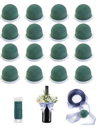 1 عبوة أزهار دائرية صغيرة من الكتل المنتفخة لباقة الورد الطازجة، ديكور وسط الطاولة ، زجاجات الزفاف من مادة الرغوة باللون الأخضر الداكن مناسبة لديكورات عيد الأم ، ديكورات الزفاف ،وديكورات موسم التخرج