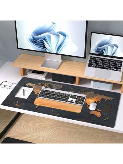 قطعة واحدة من لوحة الماوس ذات طباعة الخريطة - سطح ناعم ، حافة مخيطة ، قاعدة مطاطية ، مناسبة للألعاب والمكتب ، متوفرة بمقاسات متعددة