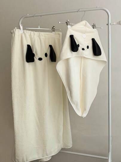 Sanrio قطعة واحدة من منشفة الكلب كارتون باتشا، منشفة استحمام لتجفيف الشعر والرأس، سميكة وماصة بدون تساقط للشعر، غطاء أذن كبير للسيدات، جونلة استحمام لتجفيف الشعر، منشفة ضرورية للسفر، هدية التخرج