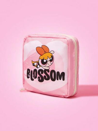 THE POWERPUFF GIRLS X زهرة مطبوعة حقيبة إكسسوارات، حقيبة مجهزة لحمل مستلزمات السفر والمكياج