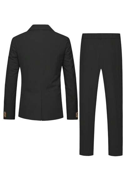 Manfinity Homme بدلة رجالية بلون واحد مع بليزر و بنطلون ،أنيقة للصيف