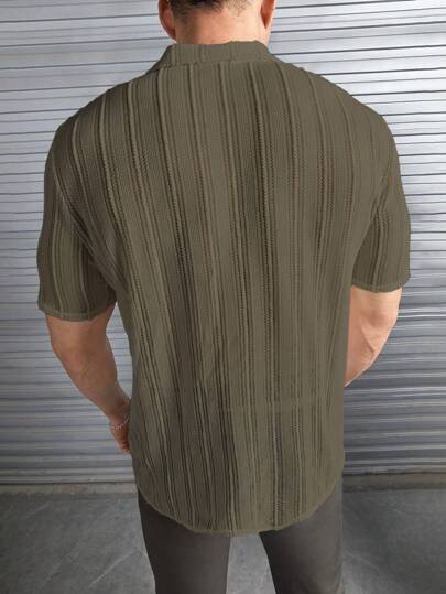 Manfinity ModaGents قميص هاواي كاجوال واسع للرجال،قميص صيفي من القماش المنسوج الخفيف البوهيمي بأكمام قصيرة للاستخدام بالشاطئ والمنتجعات