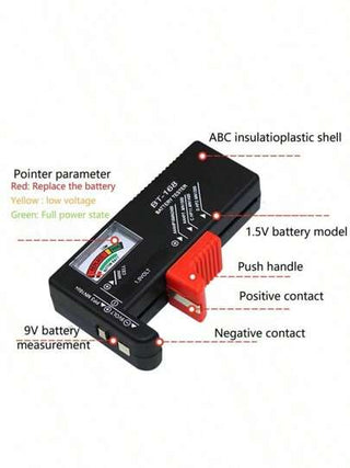 1 قطعة متعدد القياسات محمول ذو 3 سرعات عالي الدقة،جسم من ABS +فاحص سعة البطارية، قابل للتكيف ذاتيا مع الجهد 1.2 فولت - 12 فولت، إدارة صحة البطارية، مناسب لفحص طاقة منازل الرعب في عيد الهالوين ،حقيبة اسعافات أولية للتخييم، إصلاح الدراجات الكهربائية