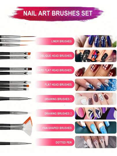 31/35 قطعة مجموعة فرش فنون الأظافر المحترفة - فرشاة جل البناء ثلاثي الأبعاد ، قلم رسم أكريليك ، أدوات تصميم عالية الجودة للاستخدام المنزلي والصالون