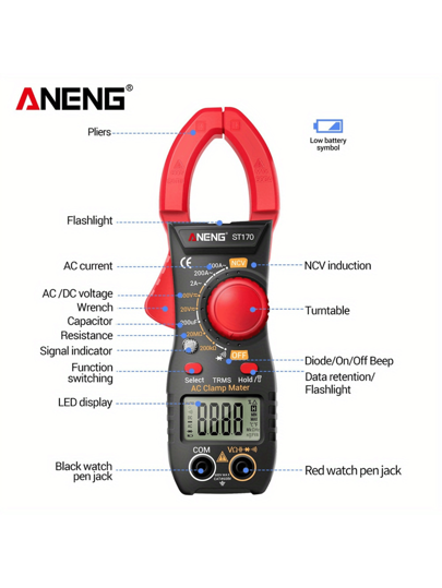 (عيد ميلاد المدير، الأسعار الكبير لمدة يوم واحد) جهاز قياس رقمي متعدد المقاسات دقيق للغاية بشاشة LED 1999 عد، يقيس التيار المتردد، أداة احترافية مثالية للهدايا للرجال، ضروريات الكهربائي، عيد الأب، هدية مناسبة للرجال في عيد الحب