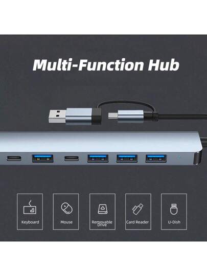 منفذ نوع سي 8 في 2 محور 3.0 یوإس بي سي محطة ترکیزیة ريدر بطاقة إس دي/تي إف محول متعدد الحصص یوإس بي 3.0/2.0 موسع الصوت مفرق