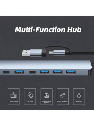 منفذ نوع سي 8 في 2 محور 3.0 یوإس بي سي محطة ترکیزیة ريدر بطاقة إس دي/تي إف محول متعدد الحصص یوإس بي 3.0/2.0 موسع الصوت مفرق