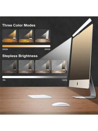 شريط إضاءة للشاشة، مصباح شاشة الكمبيوتر للعناية بالعين، شريط إضاءة شاشة قابل للتعتيم LED، 3 أوضاع درجة حرارة اللون، شريط إضاءة قابل للمس بالتحكم يعمل بالطاقة من خلال منفذ USB للمكتب/المنزل/الألعاب