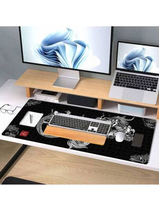 1 قطعة وسادة فأرة ذات طباعة تنين - مقاومة للانزلاق، حافة مخيطة طاولة، قاعدة مطاطية، سطح ناعم، مثالية للألعاب والمكتب، متوفرة بأحجام مختلفة