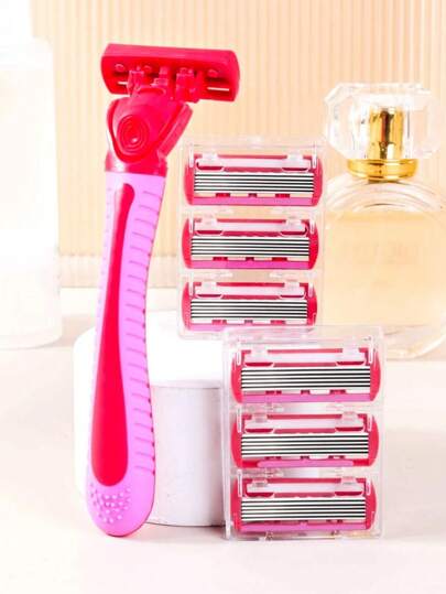 ماكينة حلاقة يدوية من 6 طبقات لإزالة الشعر، شفرات حادة، إزالة شعرية مرة واحدة، وداعًا للبشرة الخشنة، قبضة مريحة، تحيط بمنحنيات الجسم، يمكن استخدامها بدقة تحت الإبطين والساقين والذراعين، تشكيل بشرة ناعمة بسرعة أثناء الاستحمام أو الغسيل اليومي، تصميم...