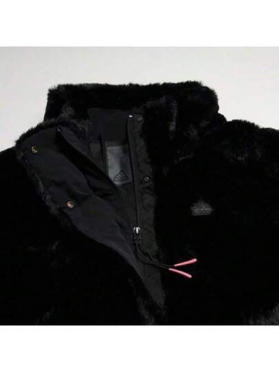 Adidas معطف قصير من الفرو الاصطناعي النعامي للنساء، طراز IP7044