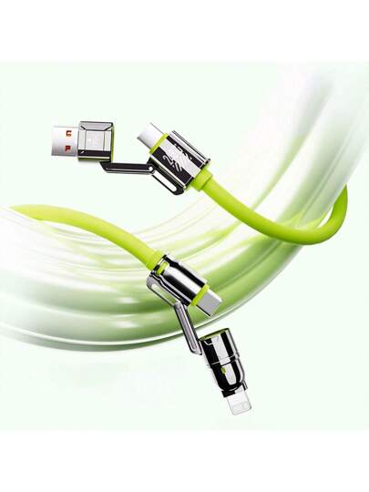 كابل إمداد طاقة سريع 4 في 1 عبر منفذ USB-C، متوافق مع ل- بقدرة L12W, A-C65W, C-L27W, C-C240W واجهة USB-A وC، متوافق مع 16/15، iPad، هواتف أندرويد، كاميرات، MP3 وشواحن عامة