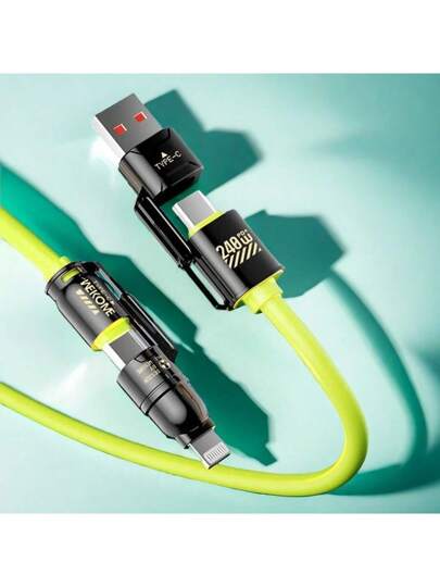 كابل إمداد طاقة سريع 4 في 1 عبر منفذ USB-C، متوافق مع ل- بقدرة L12W, A-C65W, C-L27W, C-C240W واجهة USB-A وC، متوافق مع 16/15، iPad، هواتف أندرويد، كاميرات، MP3 وشواحن عامة