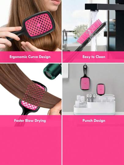 1 قطعة/2 قطعة فرشاة فك التشابك، مصممة لإزالة تشابك الشعر المجعد والرطب والجاف، مضادة للكهرباء الساكنة، سهلة لإزالة التشابك - فرشاة تهوية فك التشابك بشعيرات ناعمة، مناسبة للنساء والرجال والأطفال ذوي الشعر الرطب أو التالف - مشط تدليك فروة الرأس باللون...