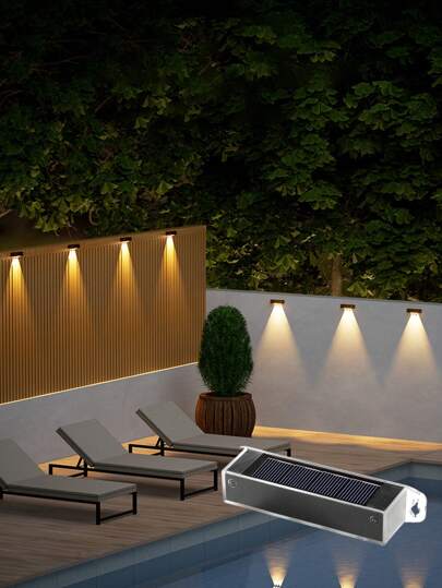 4 قطع إضاءة حائط شمسية صغيرة، 1 مصباح LED/ 2 مصباح LED/ 3 مصباح LED/ 4 مصباح LED، سطوع عالي 1000 لومن، تعمل بالطاقة الشمسية مع حساس ، تشغيل تلقائي من الغروب إلى الفجر