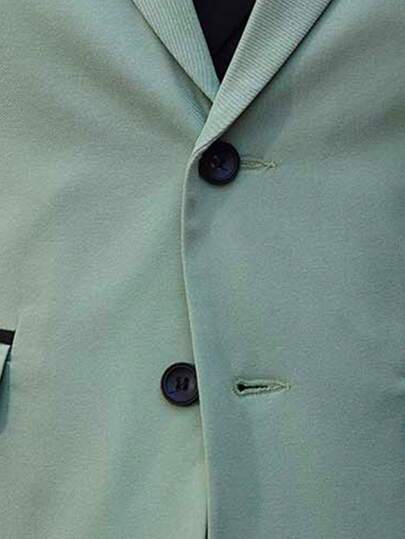 Manfinity Mode بدلة رجالية لون أحادي - بليزر بياقة القصيرة بأكمام طويلة وبنطلون