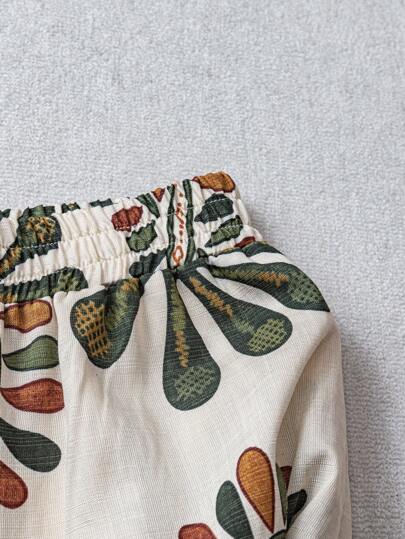 Rusticease بنطلون نسائي بقصة واسعة وأرجل منفرجة، بنمط طباعة كامل، فضفاض وعملي للاستخدام العارضي