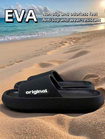صنادل منزلية جديدة للرجال للصيف بشريط حرفي، صنادل EVA مضادة للانزلاق ومقاومة للروائح وميكروبات، حذاء مريح بكعب سميك مغلق الأصابع، بلون أسود كلاسيكي عصري متعدد الاستخدامات في كل الفصول للجنسين