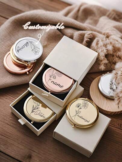 مرآة صغيرة مكتوبة باليد المحفورة | هدايا شخصية | وصيفات العروس | مساعدة العروس | بطاقات المقاعد | عيد الأم