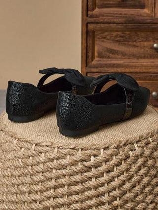 أحذية مسطحة عصرية للنساء ذات أصبع حاد للإغلاق من دون أربطة، سوداء وعملية للمناسبات الرسمية والخارجية في الربيع والصيف، كعب منخفض أنيق عالي الجودة مناسب للحفلات والزفاف، مزين بفيونكة